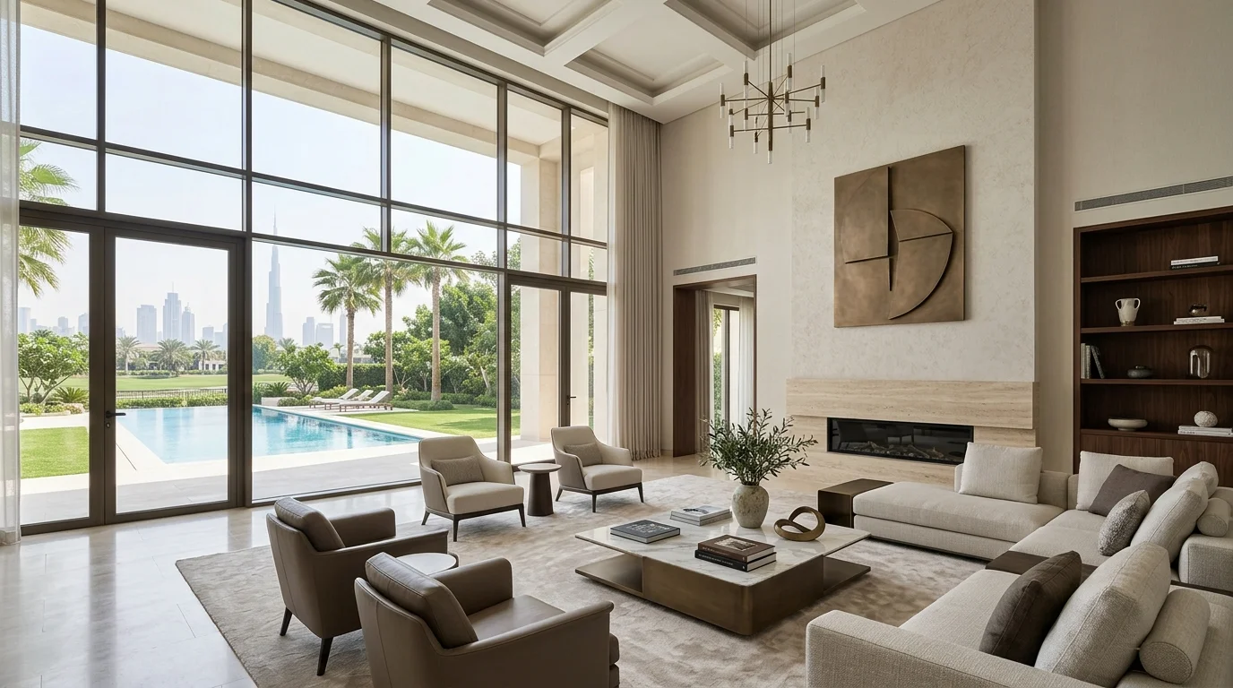 Interior of a luxury mansion villa in Emirates Hills, Dubai