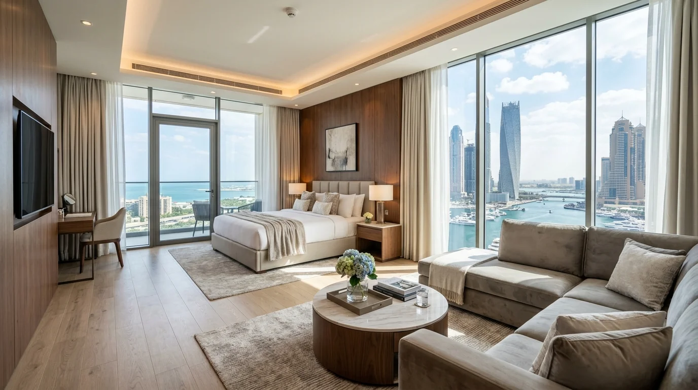 Modern apartment interior at The First Collection, JVC, Dubai